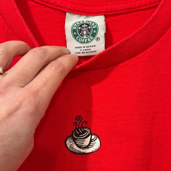 RARE Starbucks Size XL Vintage Red Shirt Christmas Blend OLD LOGO Top - Picture 3 of 6